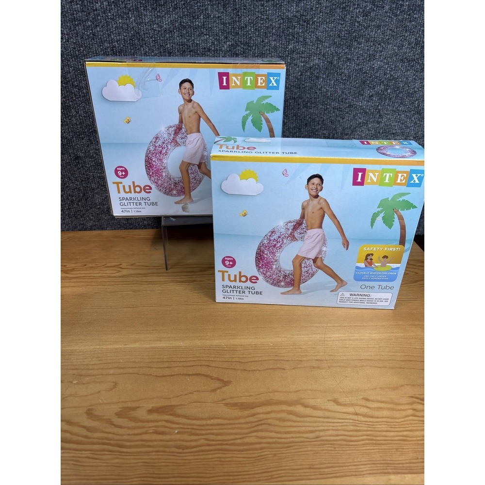 2~NEW~Intex Tube Sparkling Glitter Tube,‎ Inflatable Float 47 in